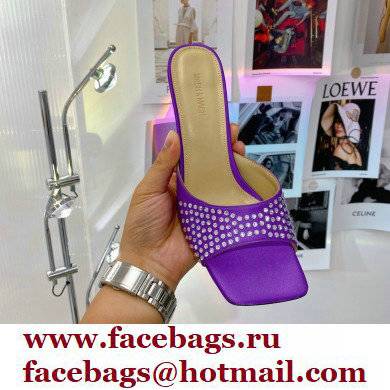 Mach  &  Mach Star Heel 8.5cm Crystal Embellished Mules Satin Purple 2022